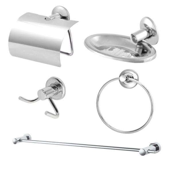 Kit Acessórios Para Banheiro 5 Peças Aço Inox / Alumínio